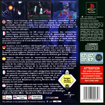 Crash Bandicoot 2 - Cortex Strikes Back (US) box cover back